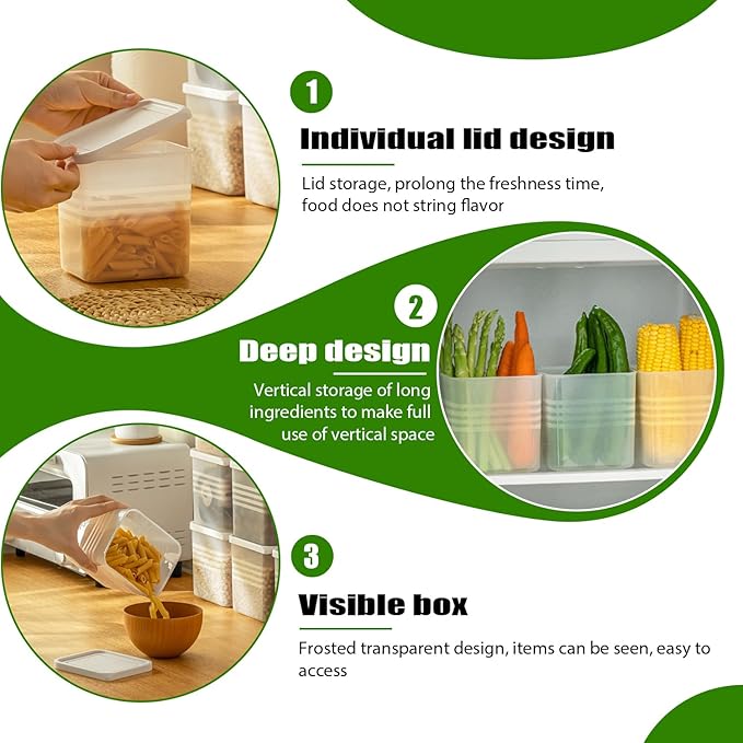 3 Pack Refrigerator Organizer Box with Lid, Plastic Refrigerator Side Door Storage Containers, Space-Saving Organizer Bins for Refrige, Refrige Drawers for Fruit and Vegetable (Clear, S×3)