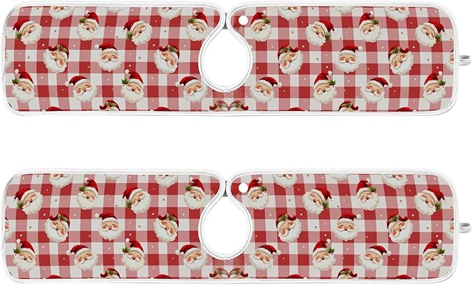 2 Pack Faucet Splash Catcher Cute Christmas Sink Mat for Faucet Absorbent Kitchen Splash Guard Drip Catcher for Farmhouse Barthroom Bar, L
