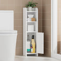 Homhedy Small Bathroom Storage Corner Floor Cabinet with Door and Shelves, Beside The Toilet Paper Stand for Skinny, Narrow Toilet Paper Cabinet, 9.8" D x 7.9" W x 31" H, White