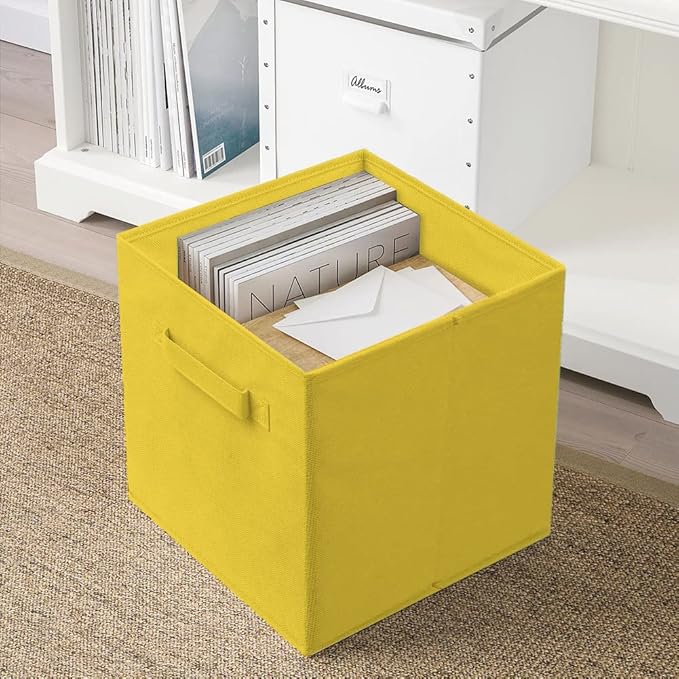 ShellKingdom Storage Bins, Foldable Fabric Storage Cubes and Cloth Storage Organizer Drawer for Closet and Toys Storage, 2 Pack (Yellow)