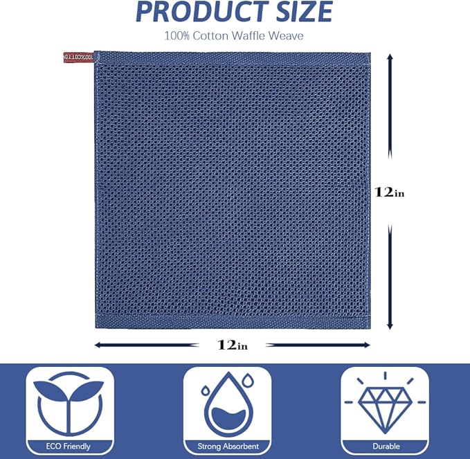 Nialnant 100% Cotton Dish Cloths for Washing Dishes,6 Pack Soft Absorbent Kitchen Towels and Dishcloths Sets,Quick Drying Dish Rags 12x12 Inches,Multi Color