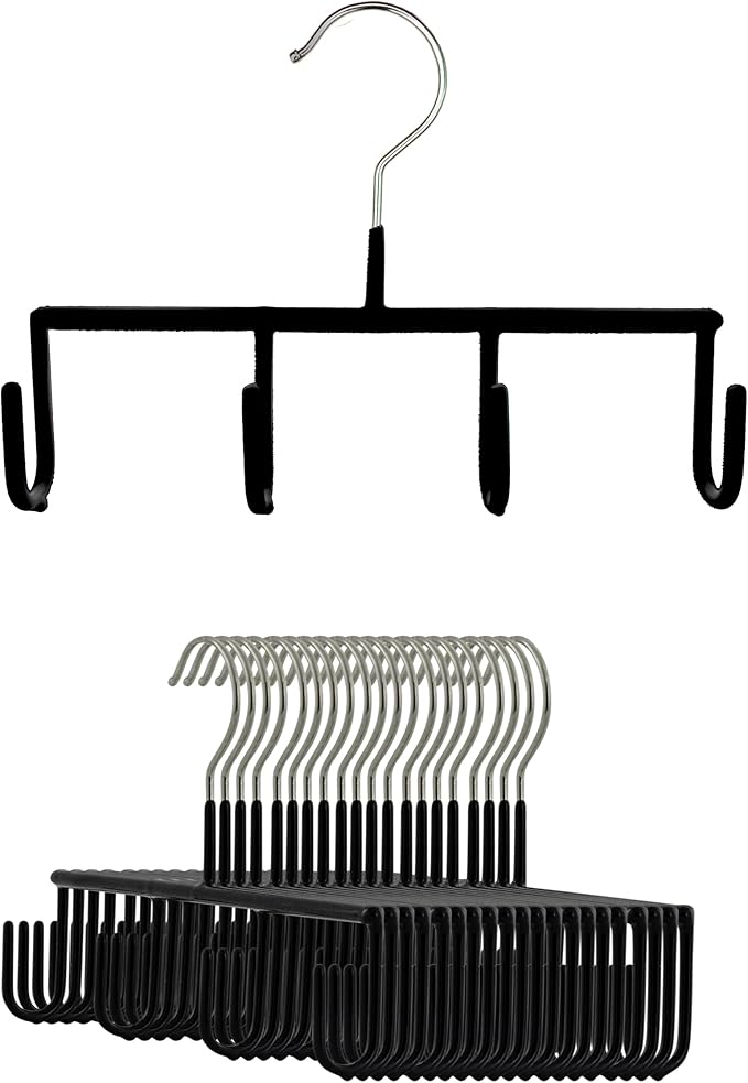 Mawa by Reston Lloyd Non Slip Space-Saving Belt/Accessory Hanger, Style Gh, Set of 25, Black