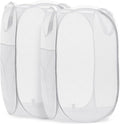 Handy Laundry Collapsible Mesh Pop Up Hamper with Wide Opening and Side Pocket - Breathable, Sturdy, Foldable, and Space-Saving Design for Clothes and Storage (White | 2-Pack)