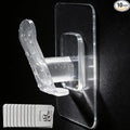 DELITON 10 Pack Adhesive Towel Hooks, Coat Hooks Stick on Wall Hanging Robes Clothes Towels for Bathroom Kitchen, Clear