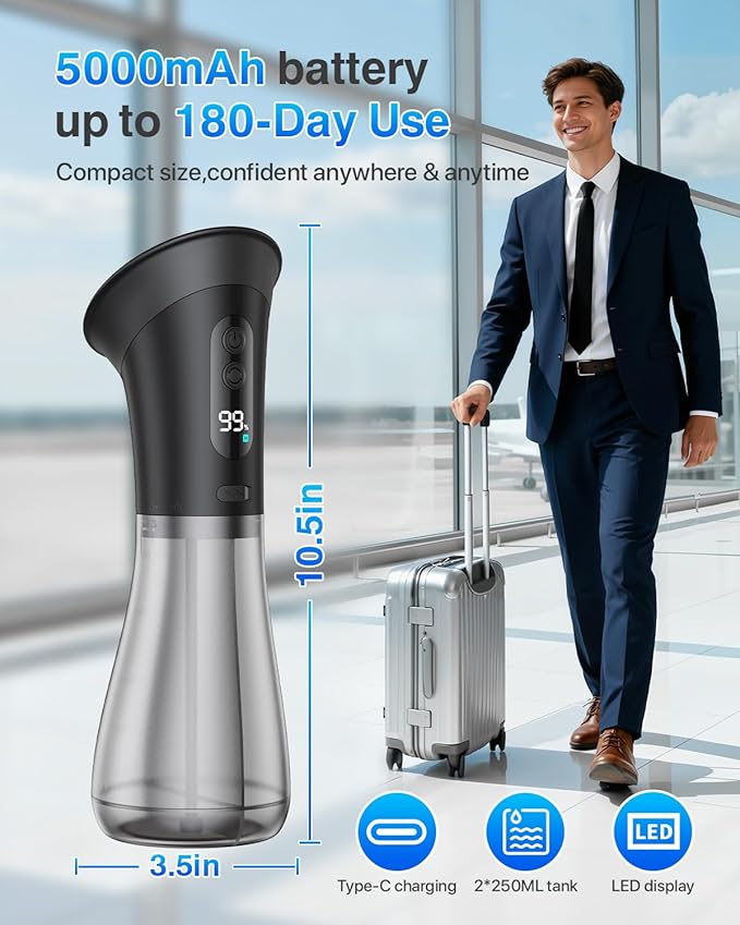Electric Ear Wax Removal with One-Piece Waste Tank and Smart Display, 3 Targeted Modes, 230ml Detachable Tank, 12 Nozzles -Ear Cleaning Kit IPX7