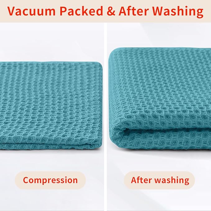 Homaxy 100% Cotton Waffle Weave Kitchen Dish Cloths, Ultra Soft Absorbent Quick Drying Dish Towels, 12 x 12 Inches, 8-Pack, Lake Blue