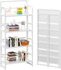 4NM No Assembly Folding Bookshelf, 4-Shelf 54" H Collapsible Foldable Bookcase Storage for Small Spaces, All White