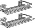 EVALAND Shower Caddy Adhesive 2-Pack with Hooks and Rod for Towels, Silver – Premium Bathroom Shower Shelves, Shampoo Organizer, Bathtub Shelf, Rustproof, Easy Installation, Sturdy Modern Look