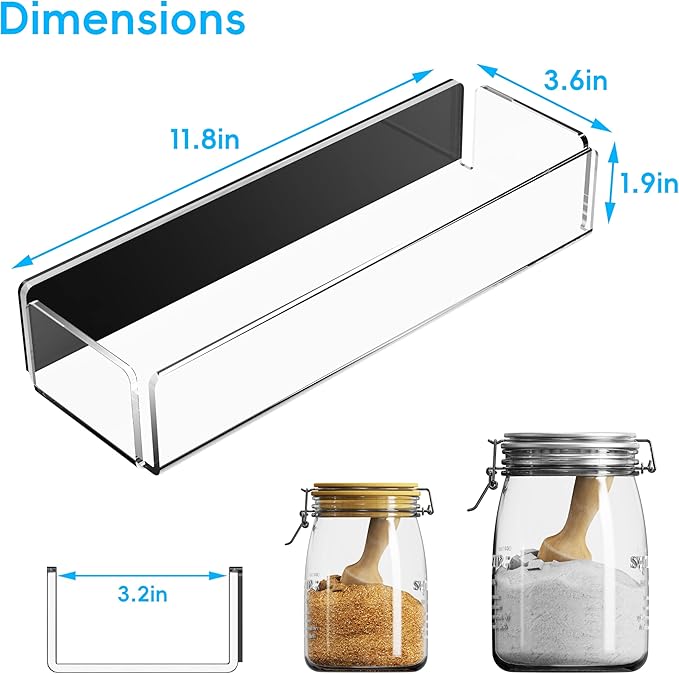 2 Pack Acrylic Spice Racks for Refrigerator and Oven, Magnetic Fridge Organizers and Storage, Clear