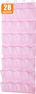 MISSLO Kids Over the Door Shoe Organizer Pink Hanging Shoe Rack Baby Toddler Hanging Shoe Organizer Cute Shoe Holder Girl Room Decor 28 Pockets