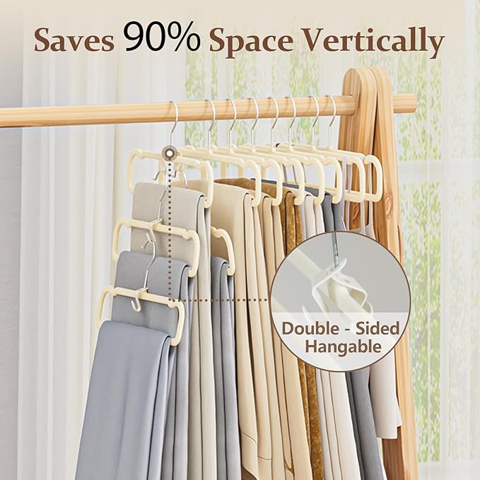 Velvet Felt Pants Hangers 30 Pack – Heavy Duty Space Saving Clothes Hangers with 360° Swivel Hook, Non-Slip Thin Design for Suits, Shirts, Coats, Dresses – Includes 30 Hooks (Ivory)