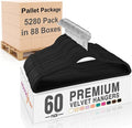 HOUSE DAY Black Velvet Hangers 5280 Pack (88 Cases, 60P/Case) Pallet Package for Small Business, Non Slip Clothes Felt Hanger Heavy Duty for Coat, Premium Slim Space Saving Suit Hangers