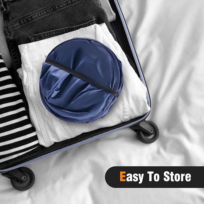 TECHMILLY Pop Up Foldable Laundry Basket, Mesh Laundry Hamper with Reinforced Handles for Dirty Clothes Storage in Dorm, Laundry Room, Bathroom, Blue(Fabric), 2 Pack