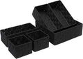 Storage Bins Woven Organizer Set of 6 – Polypropylene Storage Baskets with Metal Frame, Stackable Fabric Boxes for Drawers, Closet, Shelf, Nursery and Office, Black