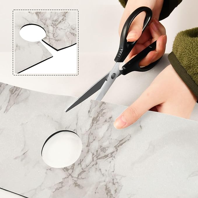 Kitchen Sink Splash Guard 2 PCS 14.7 Inch Sink Faucet Mat Splash Guard for Bathroom Countertop Water Absorbent Foldable Cuttable Soft Washable Marble White