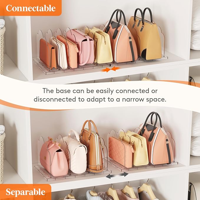 Lifewit Purse Organizer for Closet, Clear Handbags Storage Organizer, Adjustable Clutch Purse Storage Organizer Holder for Closet, 3 Pack Bookshelf Dividers for Sweater in Bedroom 35 x 24 cm/14 x 9.5