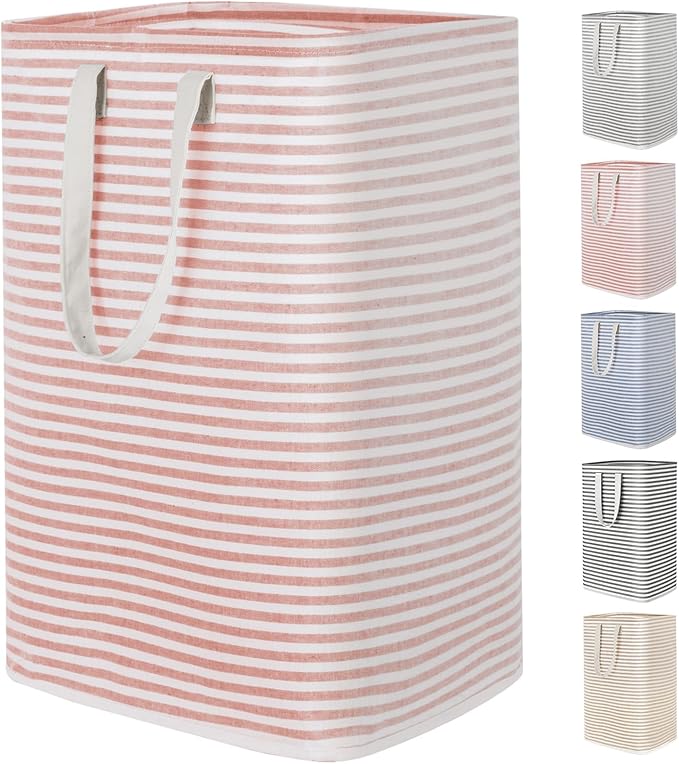 Lifewit 1 Pack Laundry Hamper Large Collapsible Laundry Baskets, Freestanding Waterproof Clothes Hamper with Easy Carry Handles in Laundry Room Bedroom Bathroom College Dorm, Pink, 80L