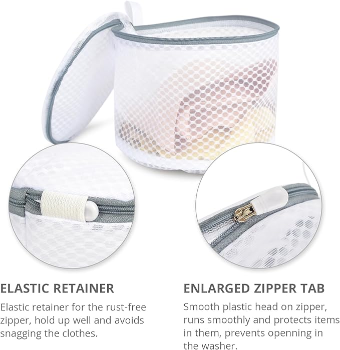 3 Pack Mesh Laundry Bags for Delicates, Mesh Bra Bags with Hanging Loop, 6 x 7 Inches Lingerie Bags for Laundry