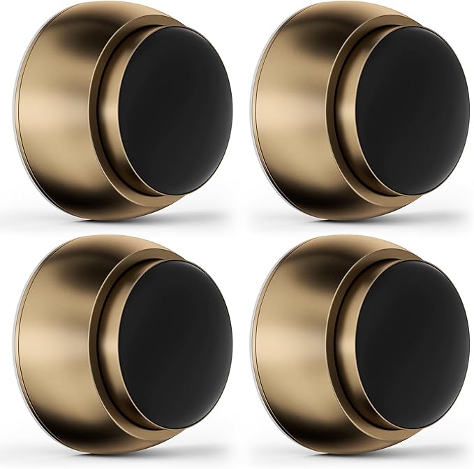 4PC Door Stopper Wall Protector with Silicone Head, Aluminum Door Knob Wall Protector, Spring Shock Absorption Technology, 1.65" Door Stoppers for Wall, Adhesive Installation or with Screw, Bronze