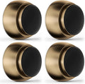 4PC Door Stopper Wall Protector with Silicone Head, Aluminum Door Knob Wall Protector, Spring Shock Absorption Technology, 1.65" Door Stoppers for Wall, Adhesive Installation or with Screw, Bronze