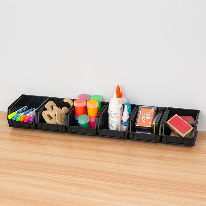 Akro-Mils 30210 AkroBins Plastic Storage Bins, Space-Saving Stackable Bins for Garage, Pantry, Craft Organization, 5" x 4" x 3", Black, (Pack of 24)