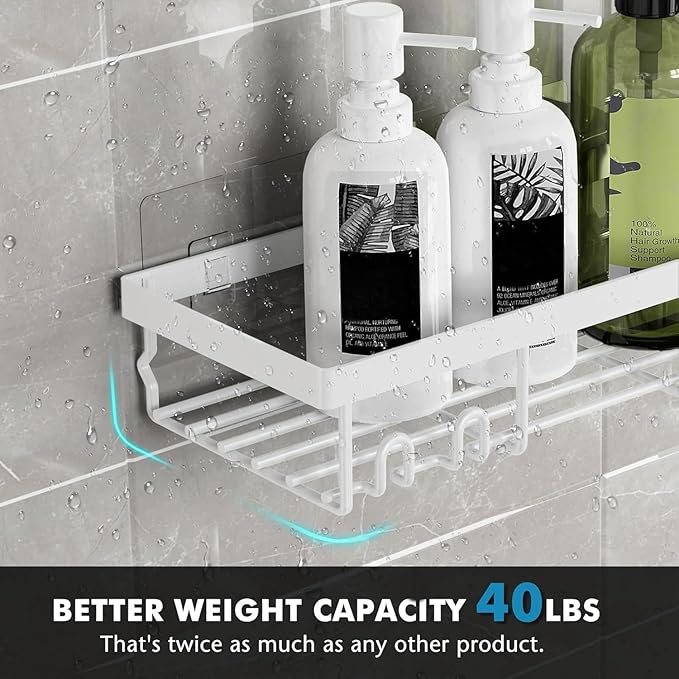 Moforoco Adhesive Shower Caddy Organizer Shelves Rack - 5 Pack Corner Bathroom Storage Organization, Home & Kitchen Decor Inside RV Accessories, Hanging First Apartment Household Camper Essentials
