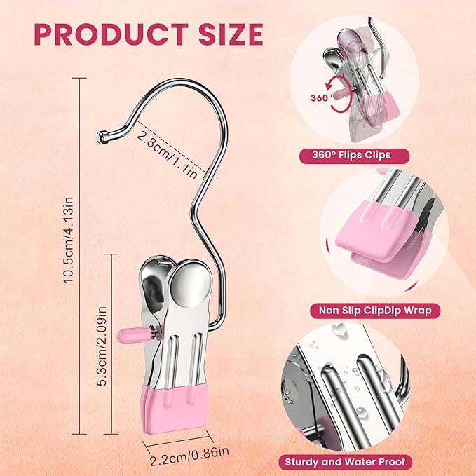 30 Pack Pants Hangers with Clip,Legging Organizer for Closet Hanging, Space Saving Yoga Pants Hangers Clip Hanger Wardrobe Organization,Closet Organizers and Storage for Jeans,Shorts,Skirts,Hats-Pink