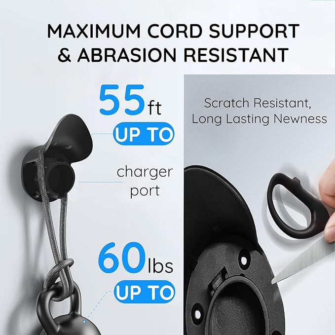 EV Charger Holder SAE J1772 Wall Mount Charging Cable Hanger Organizer, Nozzle Holster Dock Electric Vehicle EVSE PHEV Car Plug Space Saving Garage Wall Connector Cord Hook for Outdoor Indoor