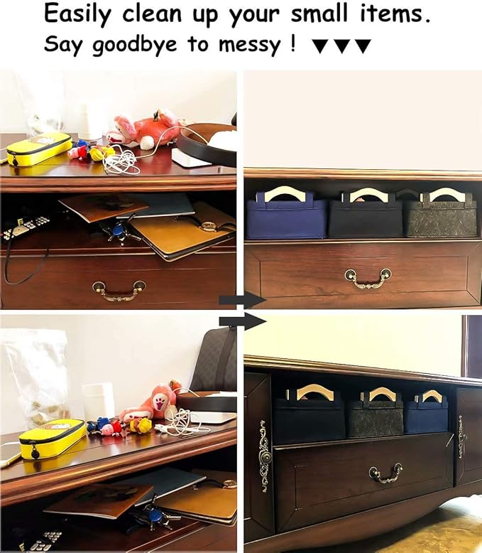 Collapsible Storage Baskets Bins Fabric Storage Basket Cube Organizer for Small Toys Keys Make Up Hair Cosmetic Drawer Home Decor Storage Basket Medium