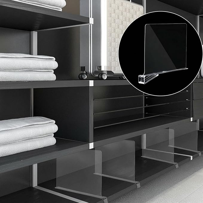 Boao 8 Pcs Shelf Dividers for Closet Organization Acrylic Clear Shelf Divider Purse Organizer Handbag Separator Bookshelf Divider for Closet Bedroom Kitchen Office Cabinet Bathroom
