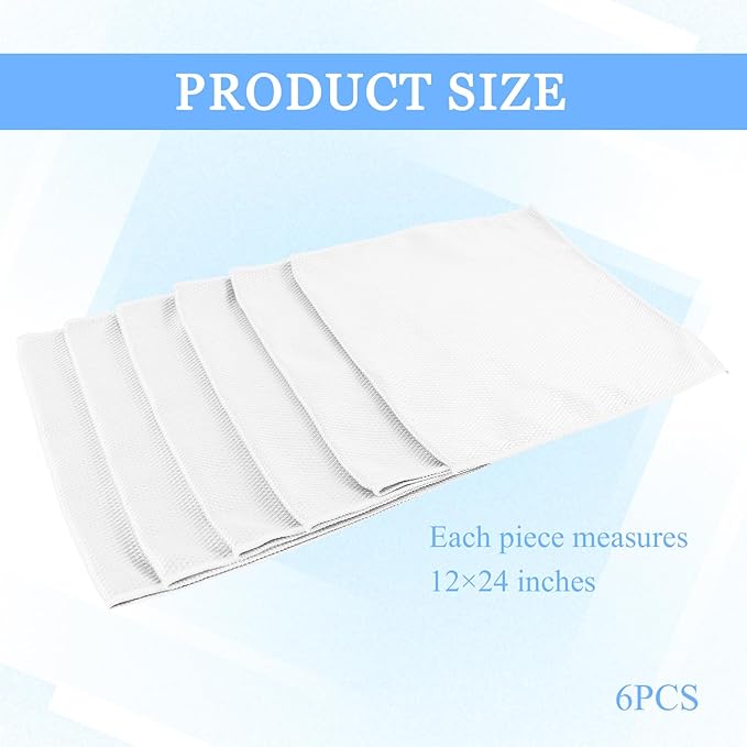 6PCS Microfiber Glass Cleaning Cloth, 12"×24" Fish Scale Cloth for Car Glass & Window Cleaning, Lint-Free Streak-Free, Multi-Purpose Mirror Washing Towels, Car Cleaning Supplies (White)