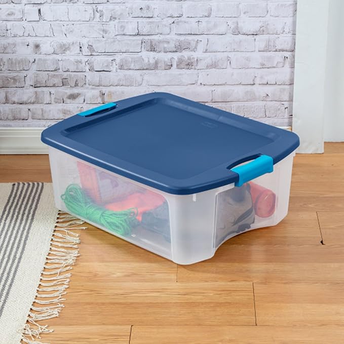 Sterilite 12-Pack Latch and Carry, Clear Plastic Storage Bins with Latching Lids and Full-Grip Handles, 12 Gallon