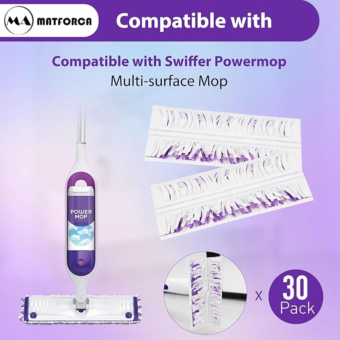 30 Pack Swiffer Power Mop Refills - Disposable Mop Pads for Swiffer Wet Mop, Super Absorbent Wet Pads Refill for Deep Cleaning Hardwood, Tile, and Laminate Floors