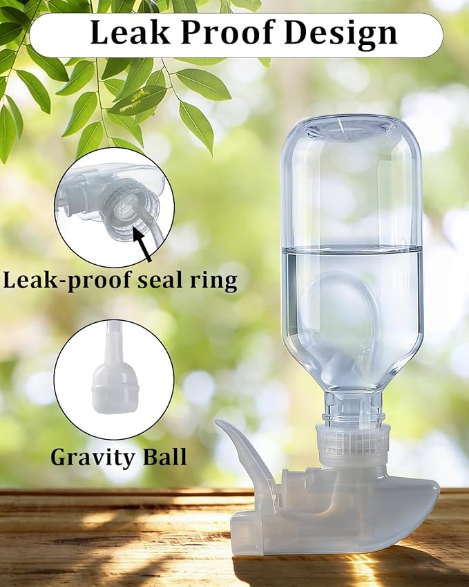 2 Pack 360° Spray Bottles, 10 oz Plastic Small Containers with Adjustable Spray Nozzles, Spray Bottles for Hair, Cleaning Solutions, BBQ and Plants Amber