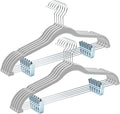 HOUSE DAY Velvet Hangers with Adjustable Clips 10 Pack, Non-Slip Suit Organizer with 360° Hook - Heavy Duty Hanger for Pants, Skirts, Blouses, Dresses - Outfit Hangers All-Season Space Saver (Grey)