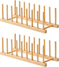 Bamboo Dish Drying Rack-2 PCS Pot Lid Plate Rack Organizer Holder for Cabinet-Cutting Board Organizer for Dish, Pot Lid, Bowl, Cup, Cutting Board