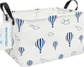 LANGYASHAN Rectangular Storage Bin Collapse Canvas Fabric Cartoon Storage Basket with Handles for Organizing Home Kitchen Boys and Girls Toys Office Closet Shelf Baskets (Rec Blue Balloon)