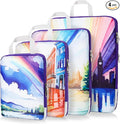 Gonex Compression Packing Cubes, 4pcs Expandable Storage Travel Luggage Bags Organizers, Travel Cubes for Suitcase Carry On (Rainbow)