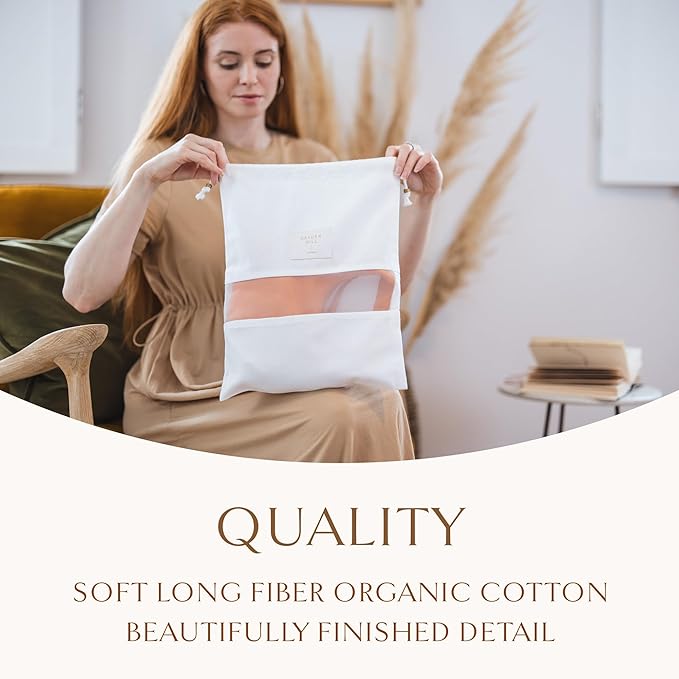Hayden Hill Luxury Organic Cotton Sweater Bag and 3 Dust Bags - 18" Garment Bag and Dust Bags For Handbags - Certified Carbon Neutral