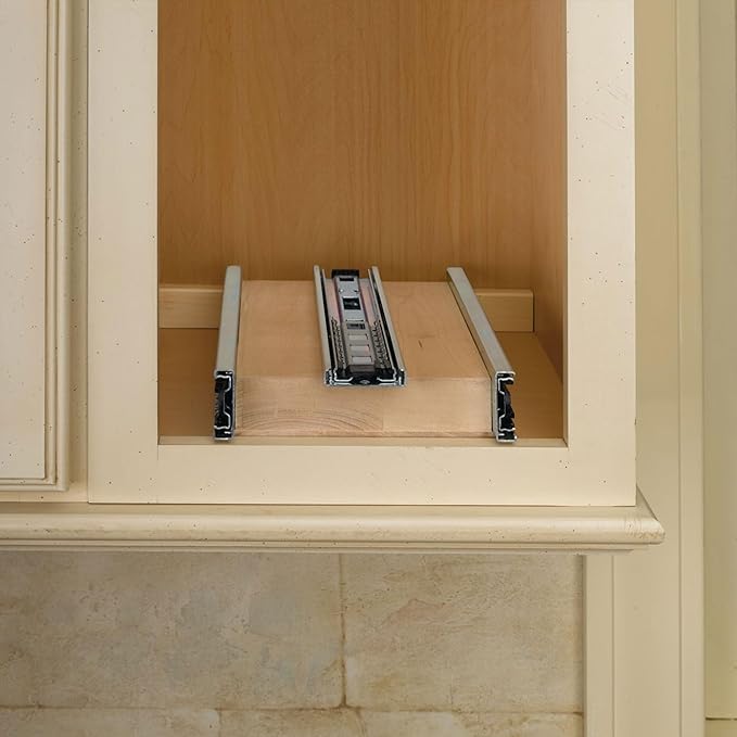 Rev-A-Shelf 5" Pull Out Storage Organizer for Wall Kitchen Cabinets, Sliding Adjustable Shelves for Spice Rack or Cans, Wood & Chrome, 448-WC-5C