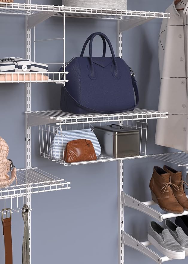 ClosetMaid Wire Hanging Shelf Basket for Storage, Organization in Closet or Pantry, No Assembly or Installation, Durable, White