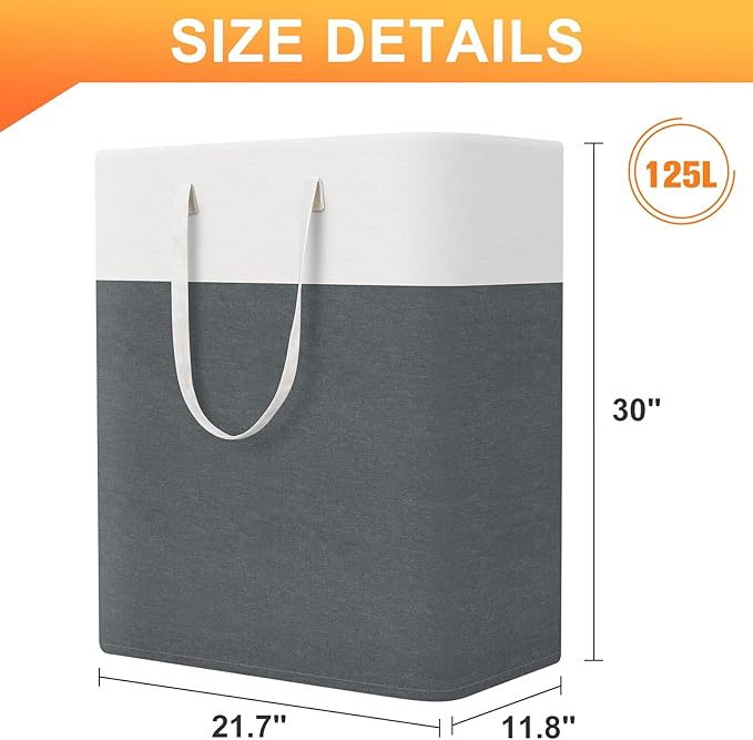 laundry basket 3-Pack, laundry hamper, Hamper with handles, collapsible laundry baskets, Waterproof dirty clothes hamper, Towel Storage for Home or Dorm, 125L-Grey