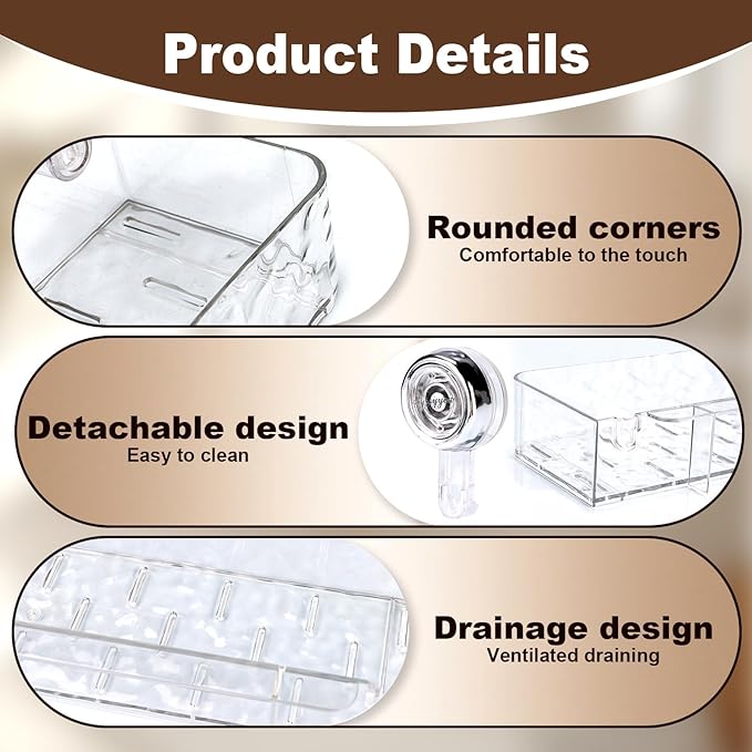 Corrugated Suction Cup Storage Holder,No-Drill Wall Mounted Storage Holder, Movable Suction Cup Shower Shelf Organizer, for Bathroom Kitchen Storage Rack Shelf Showers Accessories