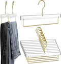 Chunful 10 Pcs Clear Pants Hanger Acrylic Clothes Hangers with Gold Hooks and Bar Heavy Duty Clothes Skirt Jeans Hook Storage and Organizer for Home Cabinet Shop Dress, 12.7 x 6 Inch