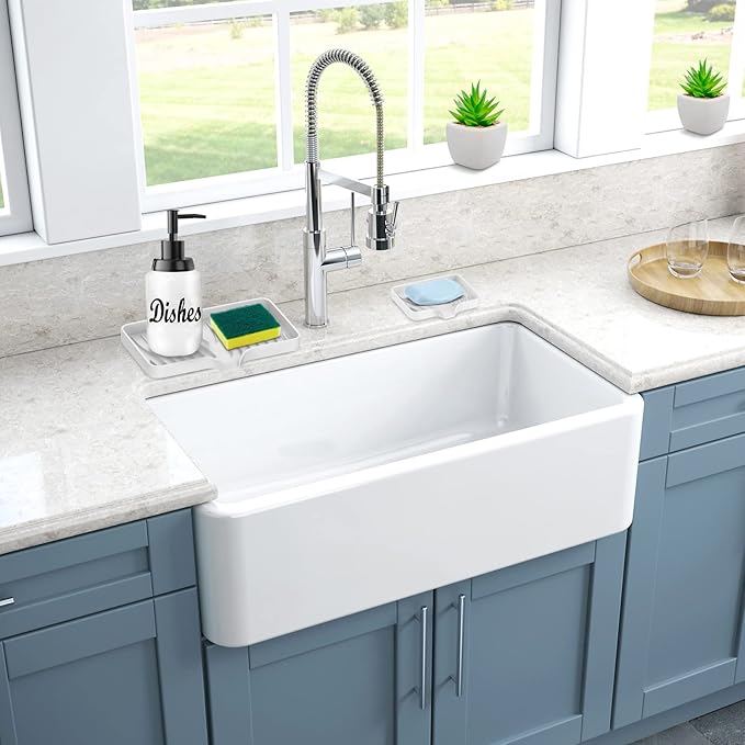 Kitchen Sink Tray,Self Draining Kitchen Soap Tray Soap Holder Silicone Sponge Holder for Kitchen Sink,Kitchen Bathroom Sink Caddy Sink Organizer for Sponge,Soap Dispenser,Dish Scrubber,Palm Brush