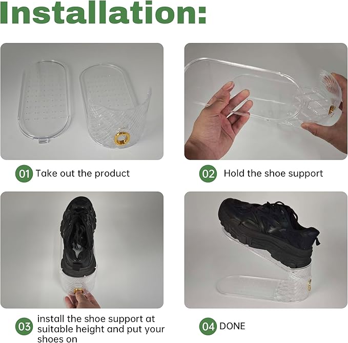 Shoe Slot Organizer 10 Pack - Shoe Slots，Can Save 50% of Shoe Stackers Space，Adjustable Shoe Stacking Device, Double-Layer Design for Shoe Slots Organizer for Closet.