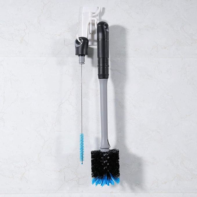 2-in-1 Bottle and Straw Cleaning Brush, Long Handle Water Bottle Cleaner Brush for Sports Bottles, Baby Bottles, Mugs, Straws, 2 Pack