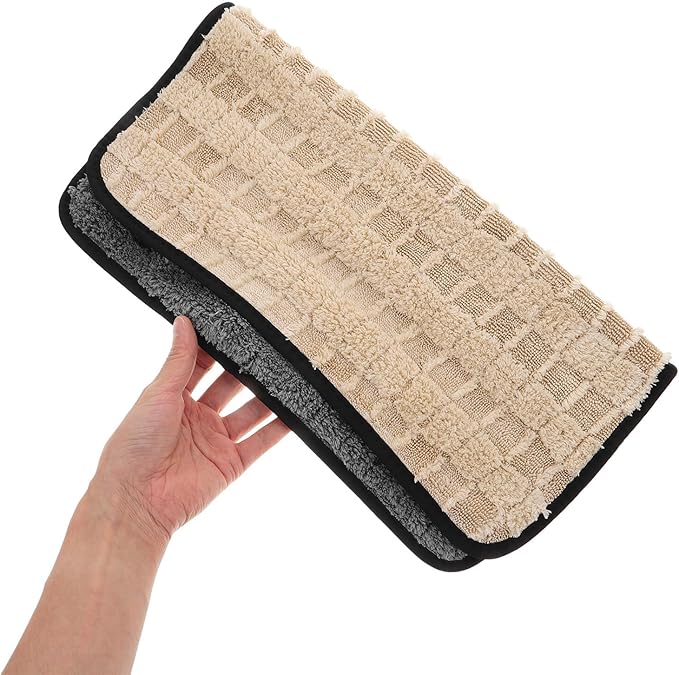 NUOBESTY 2pcs Absorbent Car Wash Towels 40x40cm Microfiber Cleaning Cloths for Auto Polishing and Drying, Thickened Large Grid Coral Fleece Car Care Towels for Vehicle Detailing