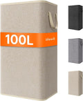 Lifewit 100L Large Tall Laundry Hamper, Collapsible Laundry Basket with Handles, Foldable Clothes Hampers for Laundry, Portable Dirty Clothes Hamper for Dorm College Bedroom Bathroom, Beige