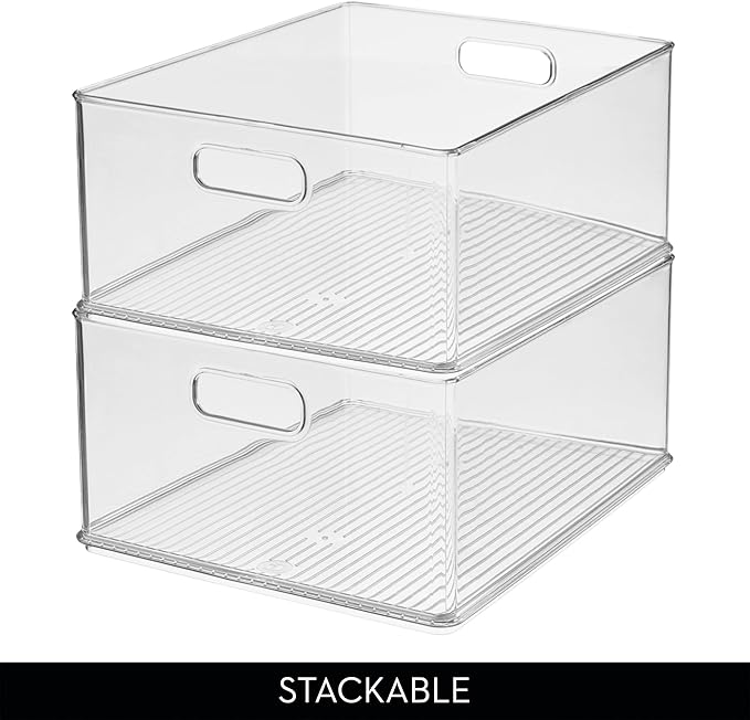 iDesign Recycled Plastic Stackable Storage Bin with Handles - Clear